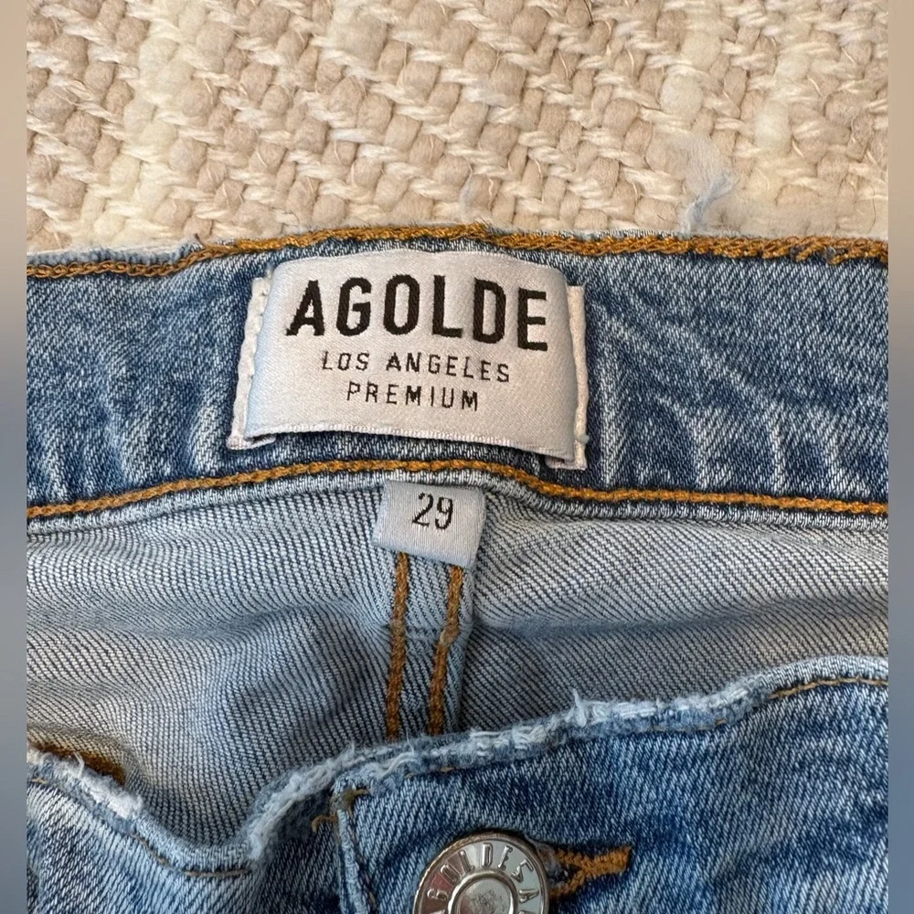 AGOLDE Women’s Size 29 Cropped Jeans High Rise Straight Raw Hem Denim 25” Inseam